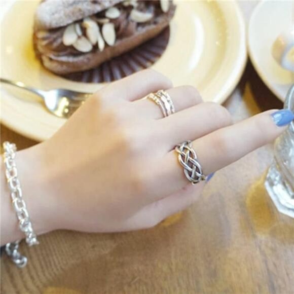 Celtic Knot Ring 925 Sterling Silver Open Middle Finger Knuckle Thumb Rings - Picture 2 of 7